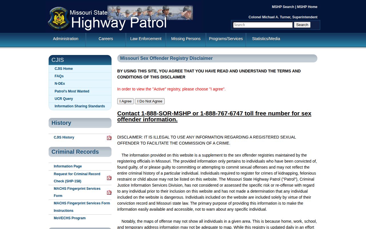 Missouri registry photo and status source for Howard County released inmate mugshots